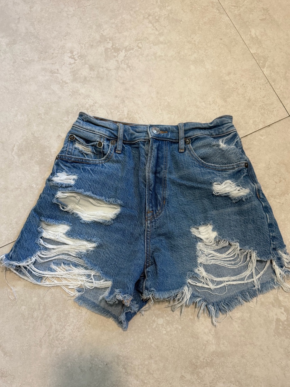 American Eagle Outfitters Distressed Blue Denim Shorts